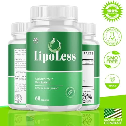 LipoLess Supplement Facts panel and certifications